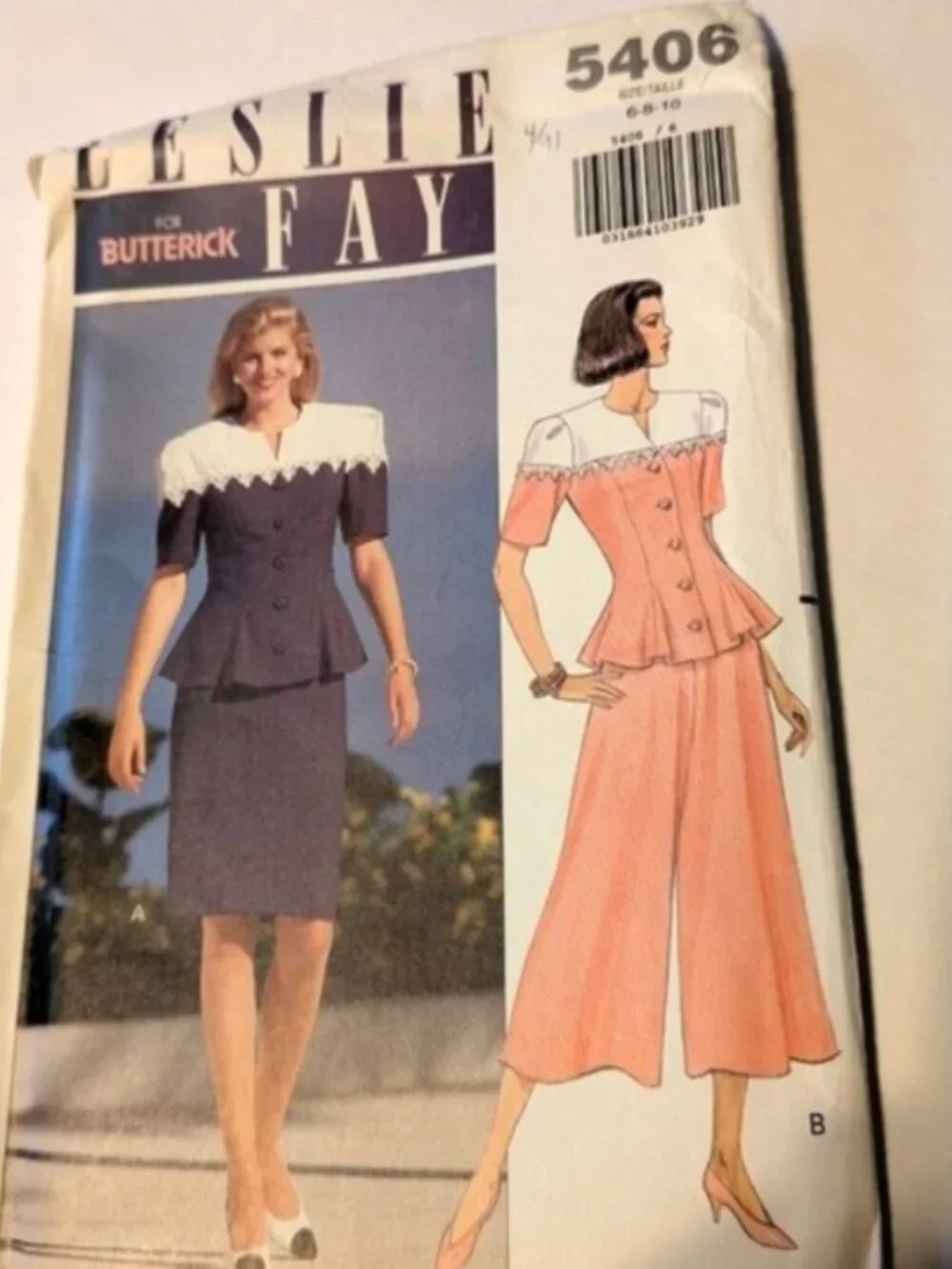 Butterick 5406 Sewing Pattern EASY Top, Skirt, Culottes Leslie Fay UNCUT
